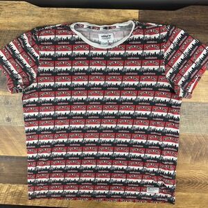 Adidas Originals RUN DMC Mens Large All Over Print T-Shirt‎ Red